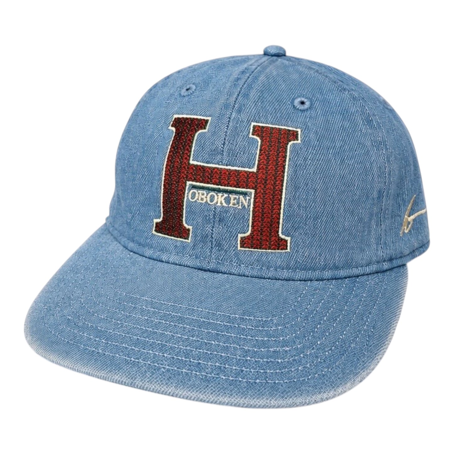 HOBOKEN “STATION LOGO” DENIM STRAPBACK (DENIM/BRICK RED)