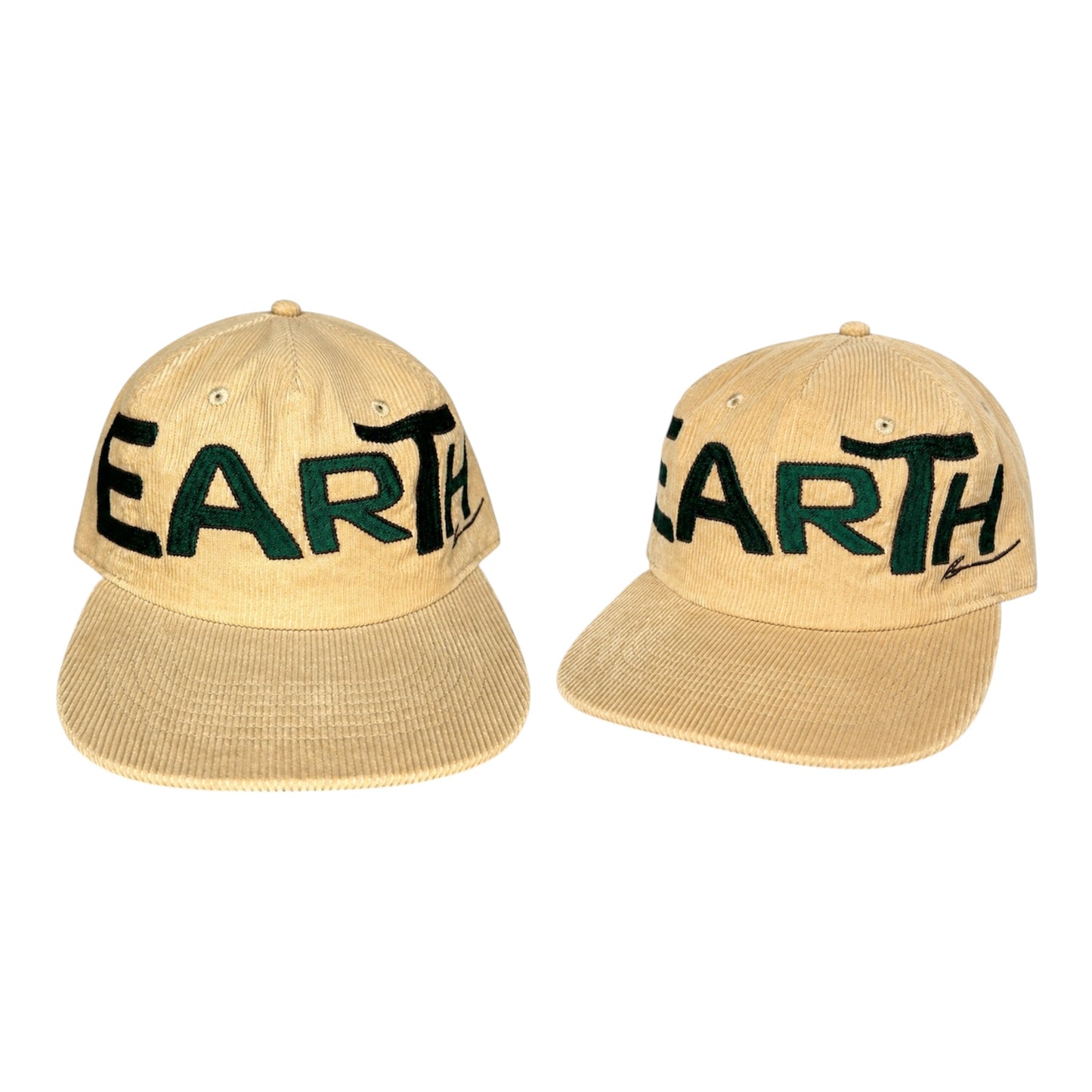 “EARTH” CORDUROY STRAPBACK (CREAM/GREEN)